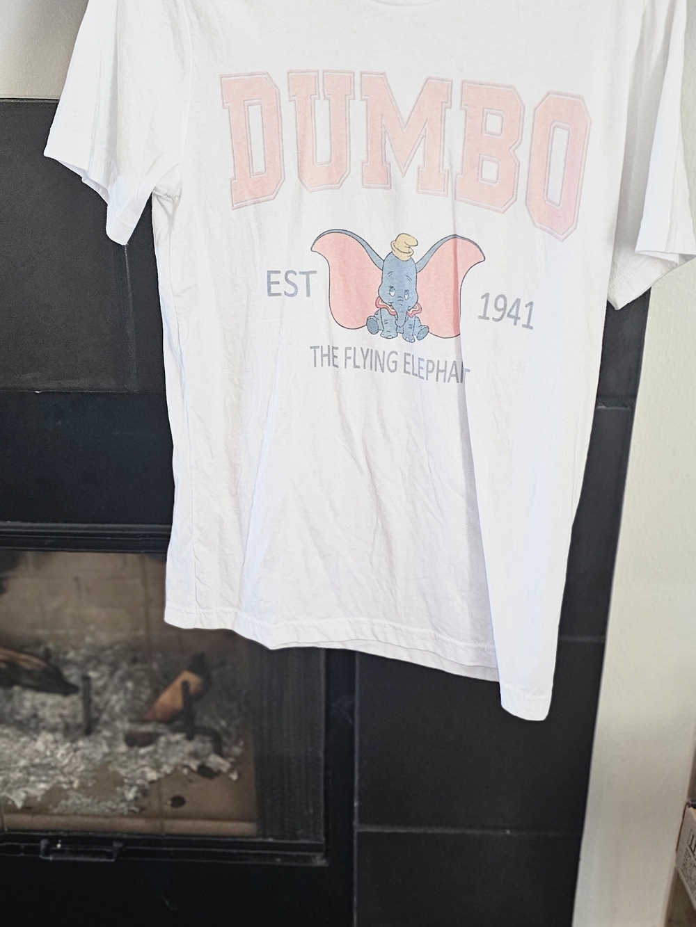 Bella Canvas White Dumbo Graphic Tee with Pink and Blue Artwork